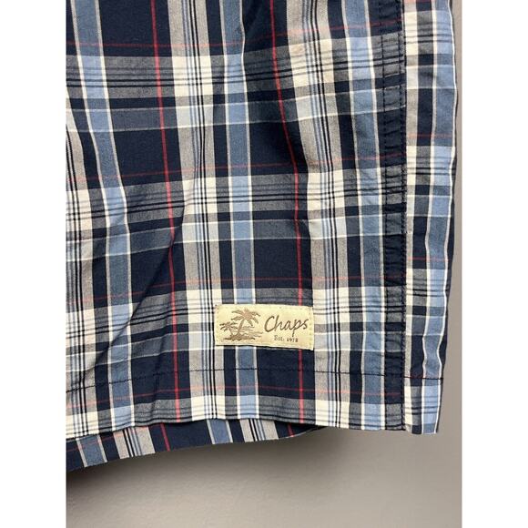 Chaps Board Shorts Men’s‎ Size XL Lined Swim Trunks Blue Red Plaid pockets - Picture 11 of 11
